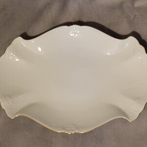 Hutschenreuther Germany Porcelain Baronesse Platter Gold Trim White Glossy